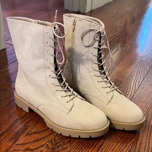 LOFT Cream Lace-Up Combat Boots